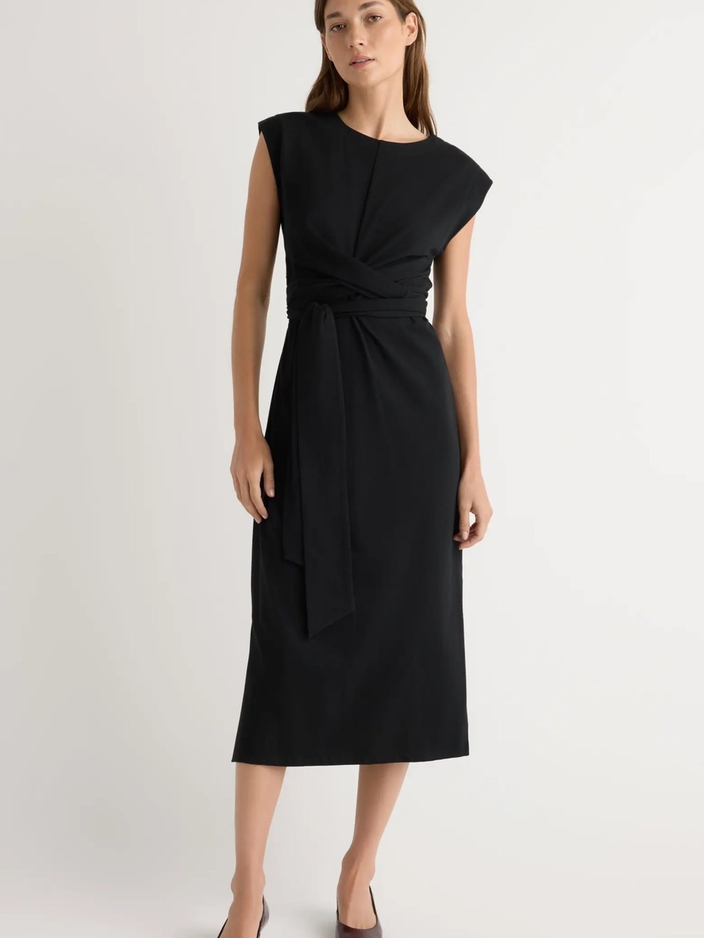Modern Citizen Fei Tie-Front Organic Cotton Midi Dress in Black Size Medium - Picture 4 of 12